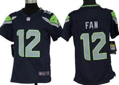 Nike Seattle Seahawks #12 Fan Navy Blue Game Kids Jersey inbean