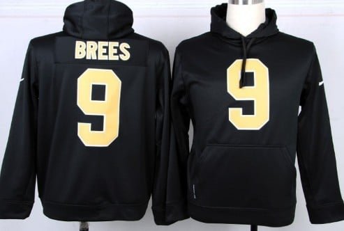 Nike New Orleans Saints #9 Drew Brees Black Hoodie inbean