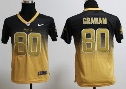 Nike New Orleans Saints #80 Jimmy Graham Black/Gold Fadeaway Kids Jersey inbean