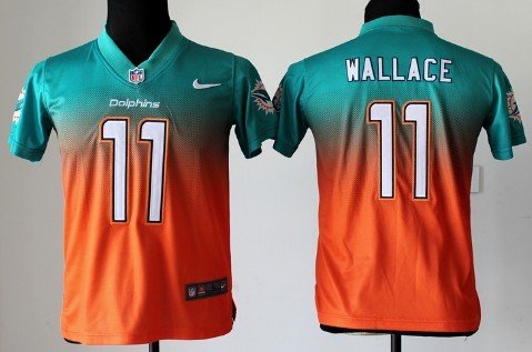 Nike Miami Dolphins #11 Mike Wallace Green/Orange Fadeaway Kids Jersey inbean