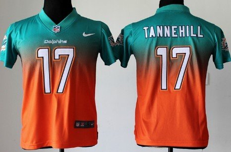 Nike Miami Dolphins #17 Ryan Tannehill Green/Orange Fadeaway Kids Jersey inbean