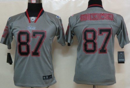 Nike New England Patriots #87 Rob Gronkowski Lights Out Gray Kids Jersey inbean