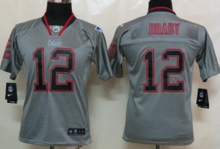 Nike New England Patriots #12 Tom Brady Lights Out Gray Kids Jersey inbean