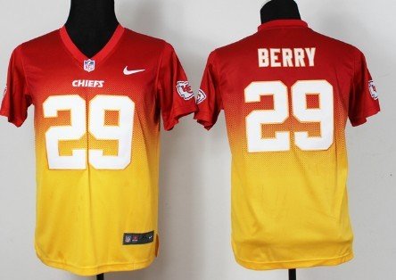 Nike Kansas City Chiefs #29 Eric Berry Red/Yellow Fadeaway Kids Jersey inbean