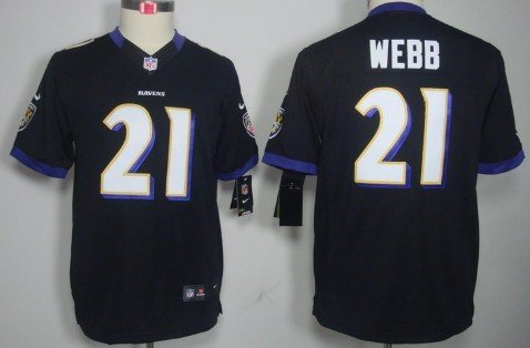 Nike Baltimore Ravens #21 Lardarius Webb Black Limited Kids Jersey inbean