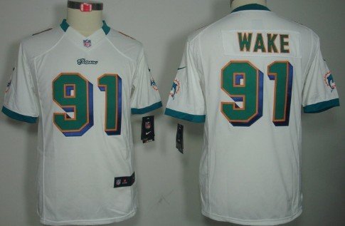 Nike Miami Dolphins #91 Cameron Wake White Limited Kids Jersey inbean