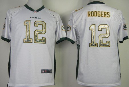 Nike Green Bay Packers #12 Aaron Rodgers Drift Fashion White Kids Jersey inbean