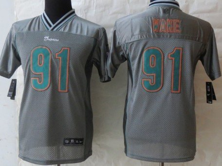 Nike Miami Dolphins #91 Cameron Wake 2013 Gray Vapor Kids Jersey inbean