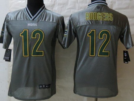 Nike Green Bay Packers #12 Aaron Rodgers 2013 Gray Vapor Kids Jersey inbean