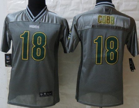 Nike Green Bay Packers #18 Randall Cobb 2013 Gray Vapor Kids Jersey inbean