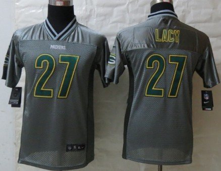 Nike Green Bay Packers #27 Eddie Lacy 2013 Gray Vapor Kids Jersey inbean