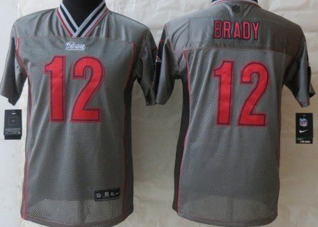 Nike New England Patriots #12 Tom Brady 2013 Gray Vapor Kids Jersey inbean