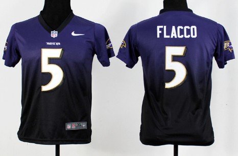 Nike Baltimore Ravens #5 Joe Flacco Purple/Black Fadeaway Kids Jersey inbean