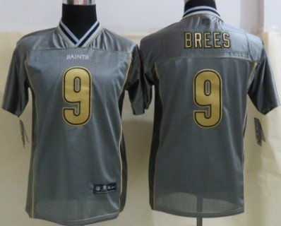 Nike New Orleans Saints #9 Drew Brees 2013 Gray Vapor Kids Jersey inbean