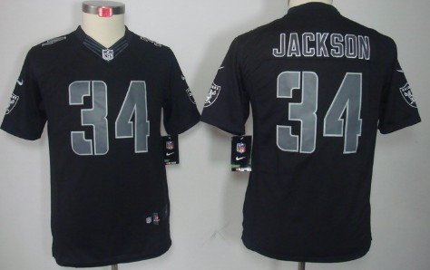 Nike Oakland Raiders #34 Bo Jackson Black Impact Limited Kids Jersey inbean