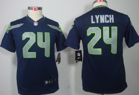 Nike Seattle Seahawks #24 Marshawn Lynch Navy Blue Limited Kids Jersey inbean