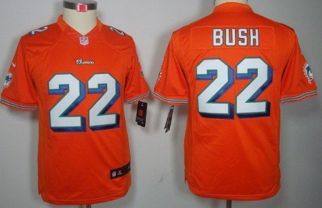 Nike Miami Dolphins #22 Reggie Bush Orange Limited Kids Jersey inbean