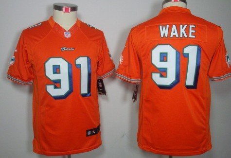 Nike Miami Dolphins #91 Cameron Wake Orange Limited Kids Jersey inbean