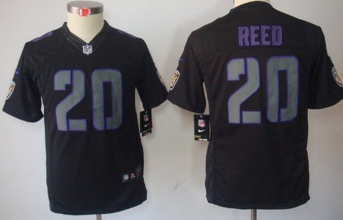 Nike Baltimore Ravens #20 Ed Reed Black Impact Limited Kids Jersey inbean