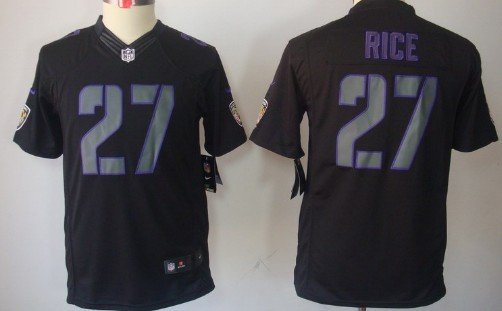 Nike Baltimore Ravens #27 Ray Rice Black Impact Limited Kids Jersey inbean