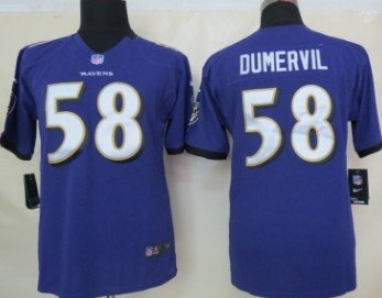 Nike Baltimore Ravens #58 Elvis Dumervil Purple Game Kids Jersey inbean