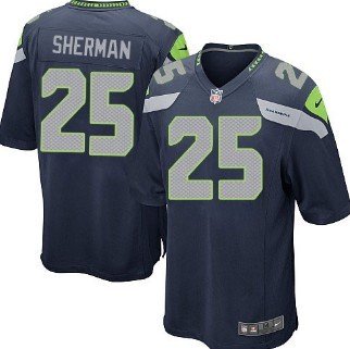 Nike Seattle Seahawks #25 Richard Sherman Navy Blue Game Kids Jersey inbean