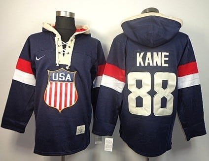 2014 Old Time Hockey Olympics USA #88 Patrick Kane Navy Blue Hoodie inbean