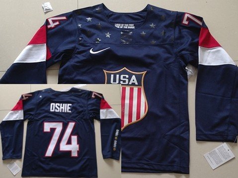 2014 Olympics USA #74 T.J. Oshie Navy Blue Kids Jersey inbean