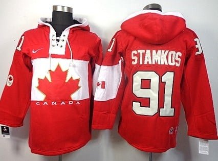 2014 Old Time Hockey Olympics Canada #91 Steven Stamkos Red Hoodie inbean