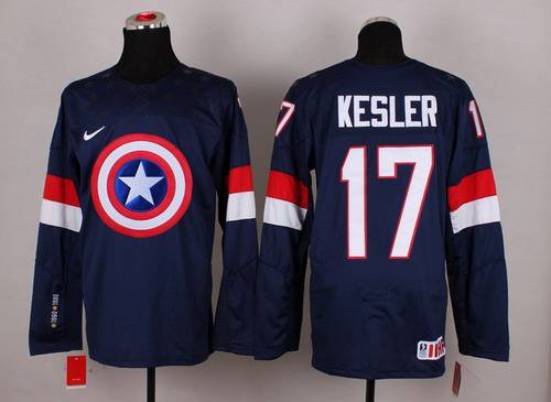 2015 Men's Team USA #17 Ryan Kesler Captain America Fashion Navy Blue Jersey inbean