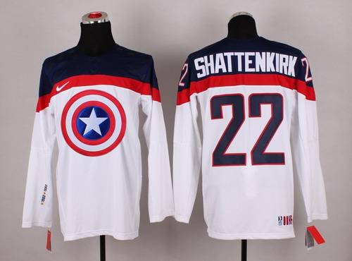 2015 Men's Team USA #22 Kevin Shattenkirk Captain America Fashion White Jersey inbean