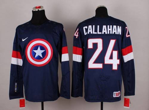 2015 Men's Team USA #24 Ryan Callahan Captain America Fashion Navy Blue Jersey inbean