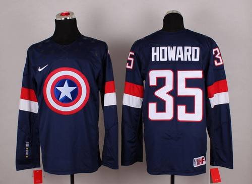 2015 Men's Team USA #35 Jimmy Howard Captain America Fashion Navy Blue Jersey inbean