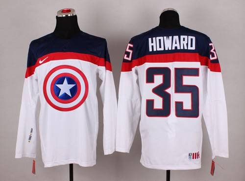 2015 Men's Team USA #35 Jimmy Howard Captain America Fashion White Jersey inbean