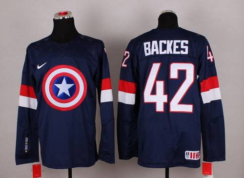 2015 Men's Team USA #42 David Backes Captain America Fashion Navy Blue Jersey inbean