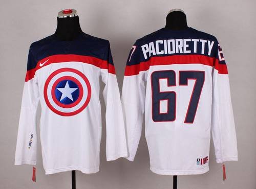 2015 Men's Team USA #67 Max Pacioretty Captain America Fashion White Jersey inbean