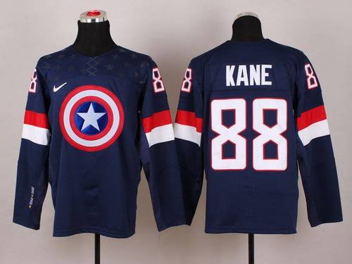 2015 Men's Team USA #88 Patrick Kane Captain America Fashion Navy Blue Jersey inbean