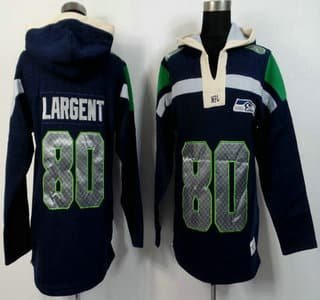 Men's Seattle Seahawks #80 Steve Largent Navy Blue Team Color 2015 NFL Hoody inbean