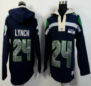 Men's Seattle Seahawks #24 Marshawn Lynch Navy Blue Team Color 2015 NFL Hoody inbean