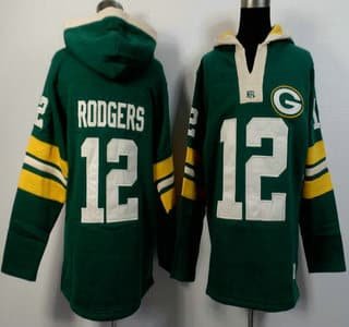 Men's Green Bay Packers #12 Aaron Rodgers Green Team Color 2015 NFL Hoody inbean