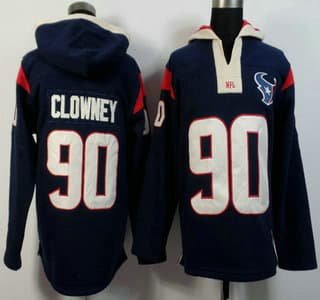 Men's Houston Texans #90 Jadeveon Clowney Navy Blue Team Color 2015 NFL Hoody inbean