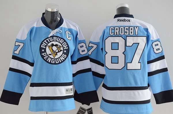 Youth Pittsburgh Penguins #87 Sidney Crosby Alternate Light Blue NHL Reebok Jersey inbean