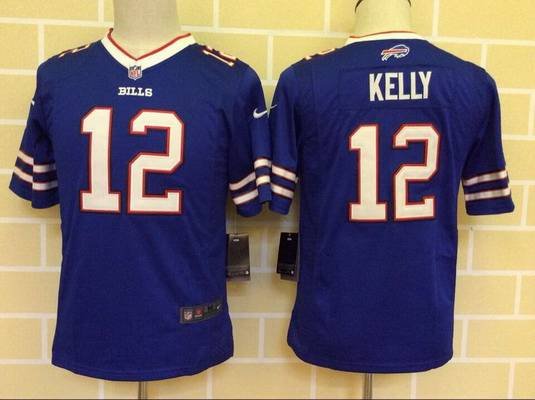 Youth Buffalo Bills #12 Jim Kelly Home Royal Blue Team Color 2013 NFL Nike Game Jersey inbean