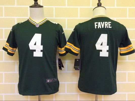 Youth Green Bay Packers #4 Brett Favre Green Team Color NFL Nike Game Jersey inbean