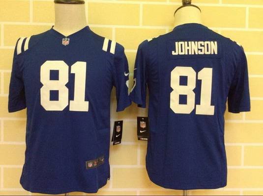 Youth Indianapolis Colts #81 Andre Johnson Nike Blue Game Jersey inbean