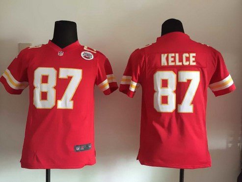 Youth Kansas City Chiefs #87 Travis Kelce Red Team Color NFL Nike Game Jersey inbean