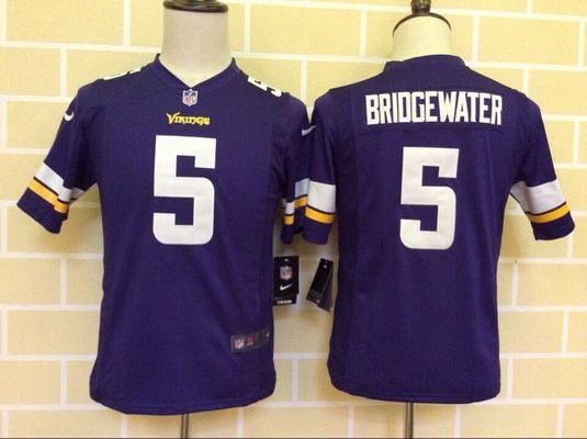 Youth Minnesota Vikings #5 Teddy Bridgewater Purple Team Color NFL Nike Game Jersey inbean