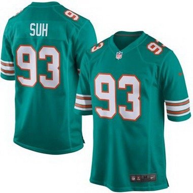 Youth Miami Dolphins #93 Ndamukong Suh Aqua Green Alternate 2015 NFL Nike Game Jersey inbean