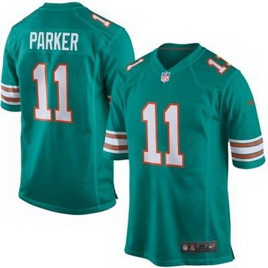 Youth Miami Dolphins #11 DeVante Parker Aqua Green Alternate 2015 NFL Nike Game Jersey inbean