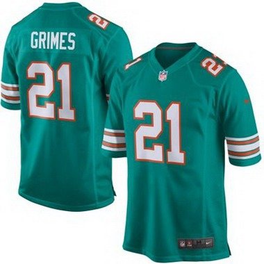 Youth Miami Dolphins #21 Brent Grimes Aqua Green Alternate 2015 NFL Nike Game Jersey inbean